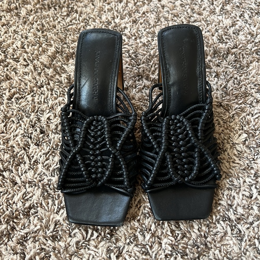 Jonathan Simkhai Audra Macrame Heeled Sandal in Black Size EU 36 | US 6 - Picture 8 of 12